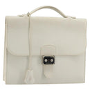 HERMES Sac Adepeche 27 Hand Bag Leather White Silver Auth 182041A-1