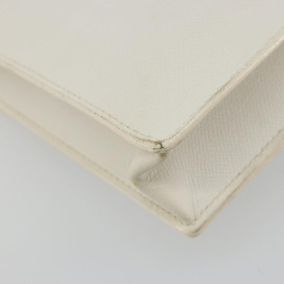 HERMES Sac Adepeche 27 Hand Bag Leather White Silver Auth 182041A