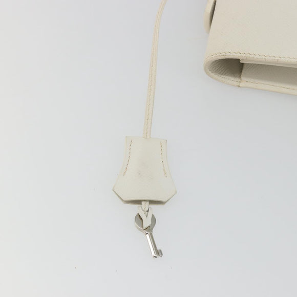 HERMES Sac Adepeche 27 Hand Bag Leather White Silver Auth 182041A
