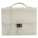 HERMES Sac Adepeche 27 Hand Bag Leather White Silver Auth 182041A-13
