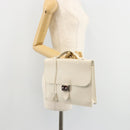 HERMES Sac Adepeche 27 Hand Bag Leather White Silver Auth 182041A-23
