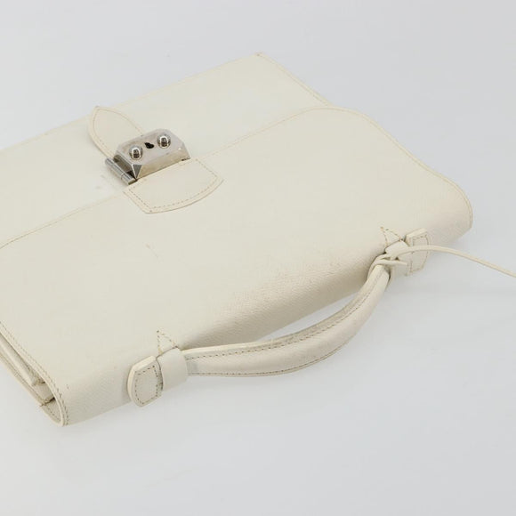 HERMES Sac Adepeche 27 Hand Bag Leather White Silver Auth 182041A