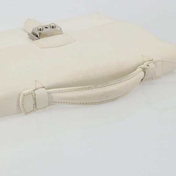 HERMES Sac Adepeche 27 Hand Bag Leather White Silver Auth 182041A