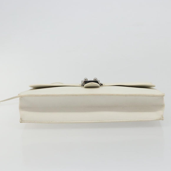 HERMES Sac Adepeche 27 Hand Bag Leather White Silver Auth 182041A