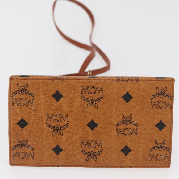 MCM Vicetos Logogram Handtas PVC Leer 2way Bruin Goud Auth 182043A