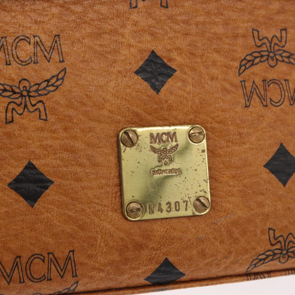 MCM Vicetos Logogram Handtas PVC Leer 2way Bruin Goud Auth 182043A