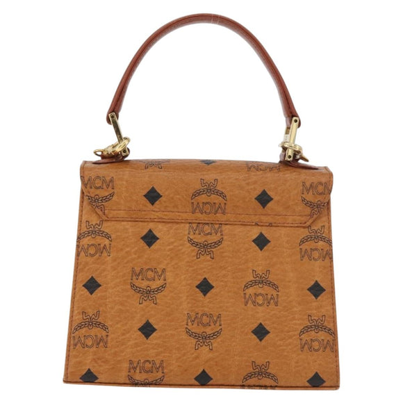 MCM Vicetos Logogram Handtas PVC Leer 2way Bruin Goud Auth 182043A