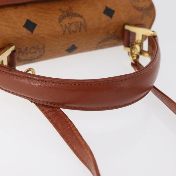 MCM Vicetos Logogram Handtas PVC Leer 2way Bruin Goud Auth 182043A