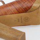 CHANEL Pumps Leather 38 1/2 Brown CC Auth 182044V-10