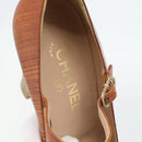 CHANEL Pumps Leather 38 1/2 Brown CC Auth 182044V-11