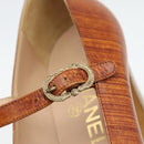 CHANEL Pumps Leather 38 1/2 Brown CC Auth 182044V-12