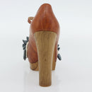 CHANEL Pumps Leather 38 1/2 Brown CC Auth 182044V-16
