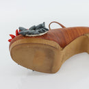 CHANEL Pumps Leather 38 1/2 Brown CC Auth 182044V-18