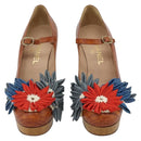 CHANEL Pumps Leather 38 1/2 Brown CC Auth 182044V-2