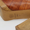 CHANEL Pumps Leather 38 1/2 Brown CC Auth 182044V-20