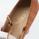 CHANEL Pumps Leather 38 1/2 Brown CC Auth 182044V-21