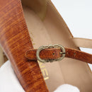 CHANEL Pumps Leather 38 1/2 Brown CC Auth 182044V-22