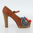 CHANEL Pumps Leather 38 1/2 Brown CC Auth 182044V-4
