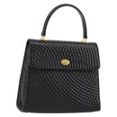 BALLY Hand Bag Leather Black Gold Auth 182045A-1