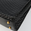 BALLY Hand Bag Leather Black Gold Auth 182045A-10
