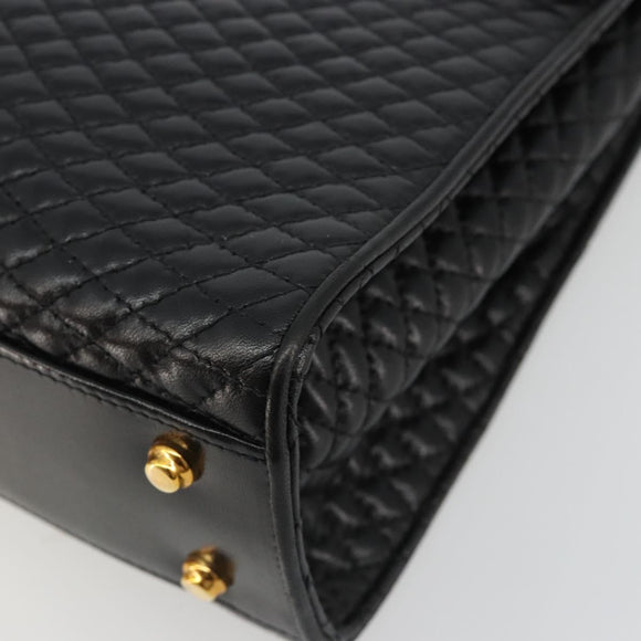 BALLY Hand Bag Leather Black Gold Auth 182045A