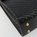 BALLY Hand Bag Leather Black Gold Auth 182045A-11
