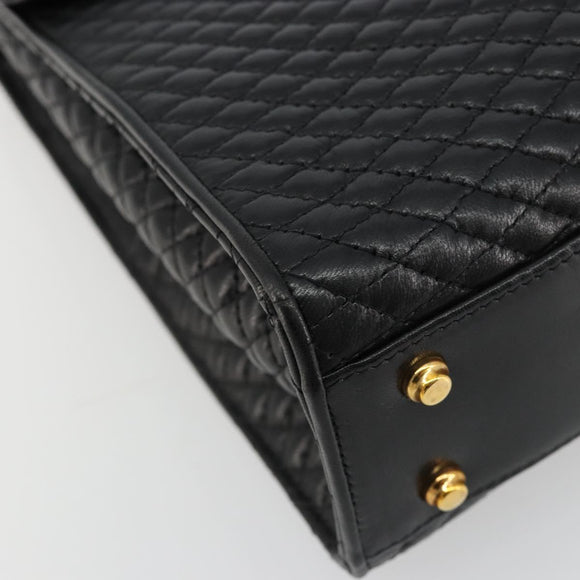 BALLY Hand Bag Leather Black Gold Auth 182045A