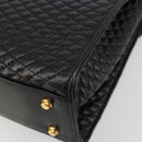 BALLY Hand Bag Leather Black Gold Auth 182045A-12