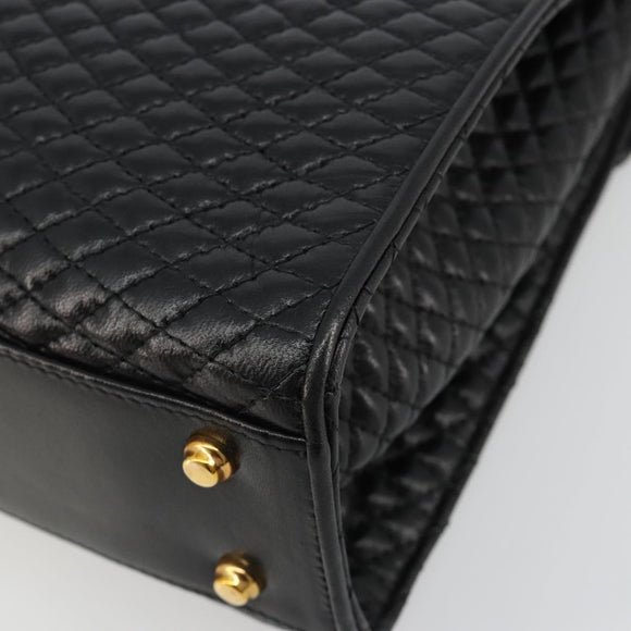 BALLY Hand Bag Leather Black Gold Auth 182045A