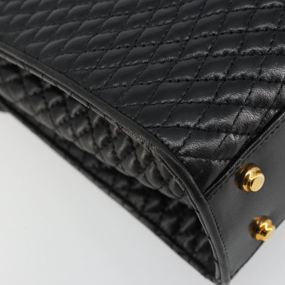 BALLY Hand Bag Leather Black Gold Auth 182045A