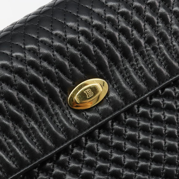 BALLY Hand Bag Leather Black Gold Auth 182045A