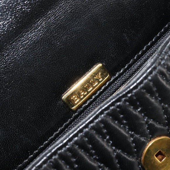BALLY Hand Bag Leather Black Gold Auth 182045A