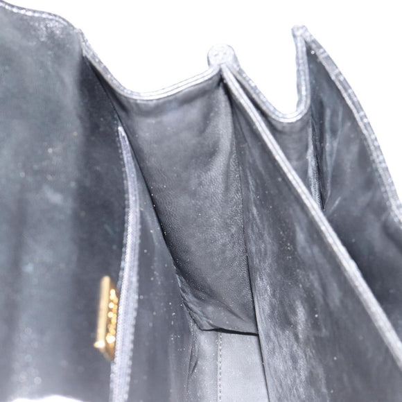 BALLY Hand Bag Leather Black Gold Auth 182045A