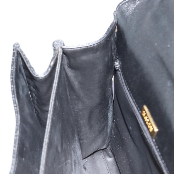BALLY Hand Bag Leather Black Gold Auth 182045A