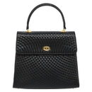BALLY Hand Bag Leather Black Gold Auth 182045A-2