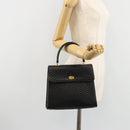 BALLY Hand Bag Leather Black Gold Auth 182045A-24