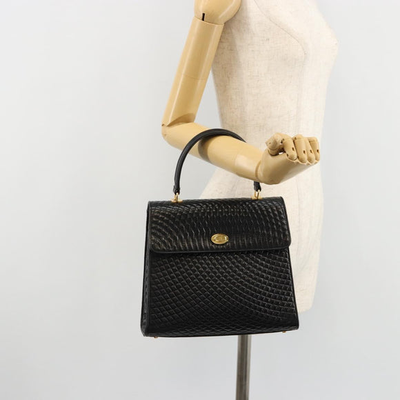 BALLY Hand Bag Leather Black Gold Auth 182045A