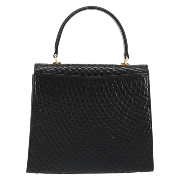 BALLY Hand Bag Leather Black Gold Auth 182045A