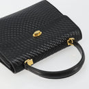 BALLY Hand Bag Leather Black Gold Auth 182045A-6