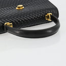 BALLY Hand Bag Leather Black Gold Auth 182045A-7