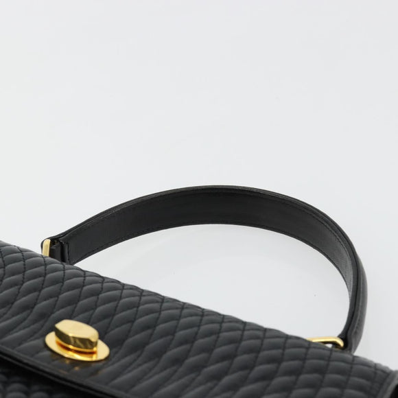BALLY Hand Bag Leather Black Gold Auth 182045A