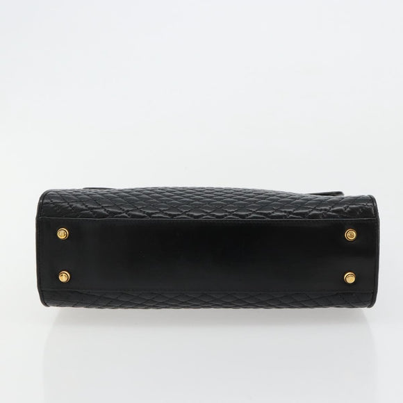 BALLY Hand Bag Leather Black Gold Auth 182045A