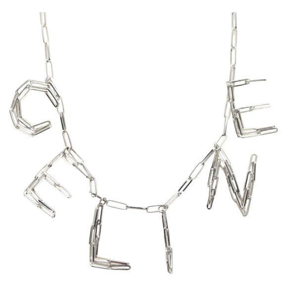 CELINE Necklace metal Silver Auth 182048M
