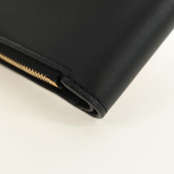 LOEWE Ghibli Collaboration Compacte Portemonnee Leer Zwart Goud Auth 182050SM