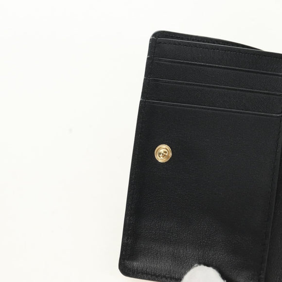 LOEWE Ghibli Collaboration Compacte Portemonnee Leer Zwart Goud Auth 182050SM