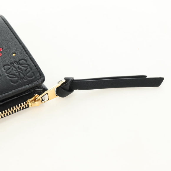 LOEWE Ghibli Collaboration Compacte Portemonnee Leer Zwart Goud Auth 182050SM