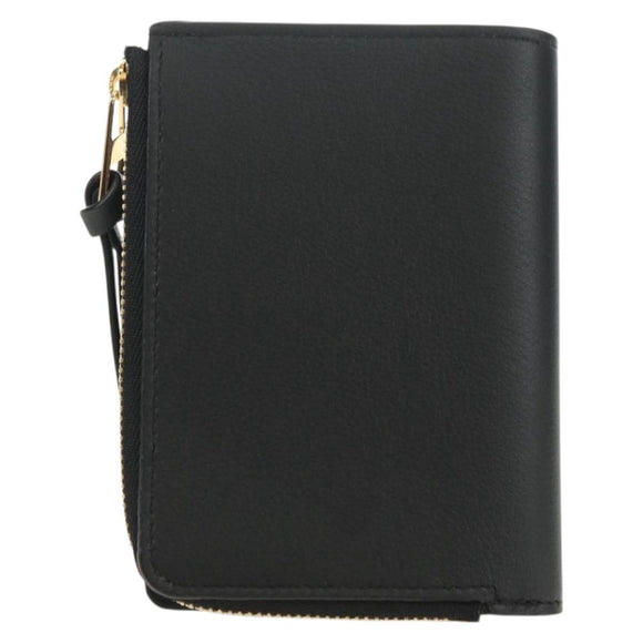 LOEWE Ghibli Collaboration Compacte Portemonnee Leer Zwart Goud Auth 182050SM