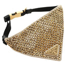 PRADA Collar Dog Leash Satin Gold Auth 182053V-1