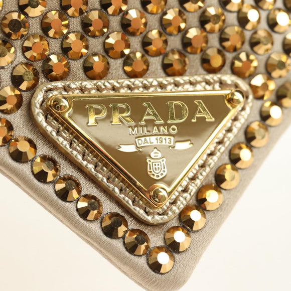 PRADA Collar Dog Leash Satin Gold Auth 182053V