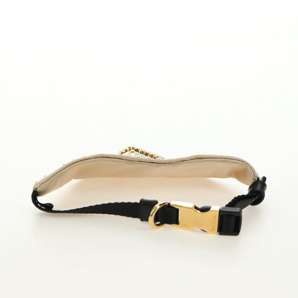 PRADA Collar Dog Leash Satin Gold Auth 182053V